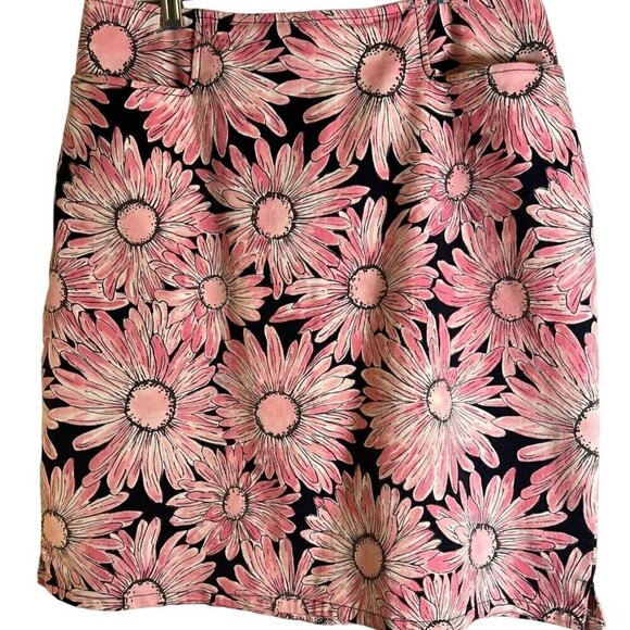 𝅺talbots Women's A-Line Skirt Pink Daisy Flowers Pattern Size 12 Petite - Picture 1 of 10
